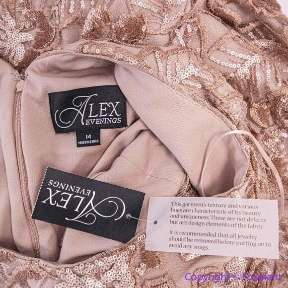 NEW Alex‎ Evenings cap sleeve Embroidered Sequin Lace Dress, 14 - Picture 13 of 16